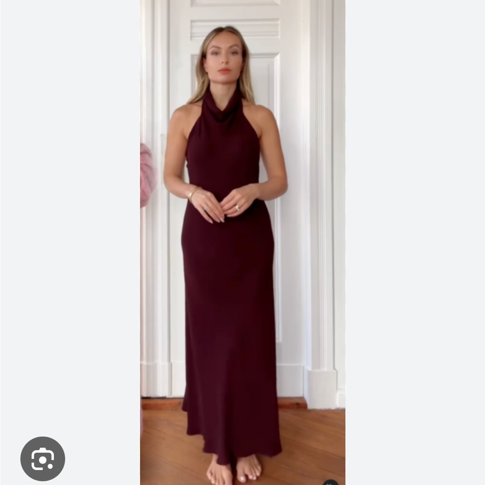Zara NWT ZW Collection burgundy halter dress 2524/235